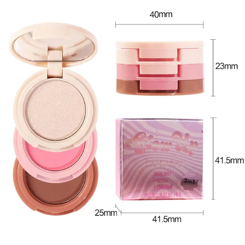 Makeup Palette Manufacturer - Bulk 3in1 Blush Highlighter Contour