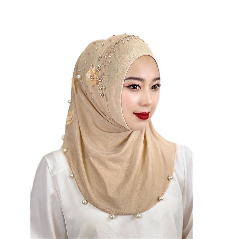 Long Tail Hijab Manufacturer - OEM/ODM Elegant Plain with Beaded Rhinestone Embellishments