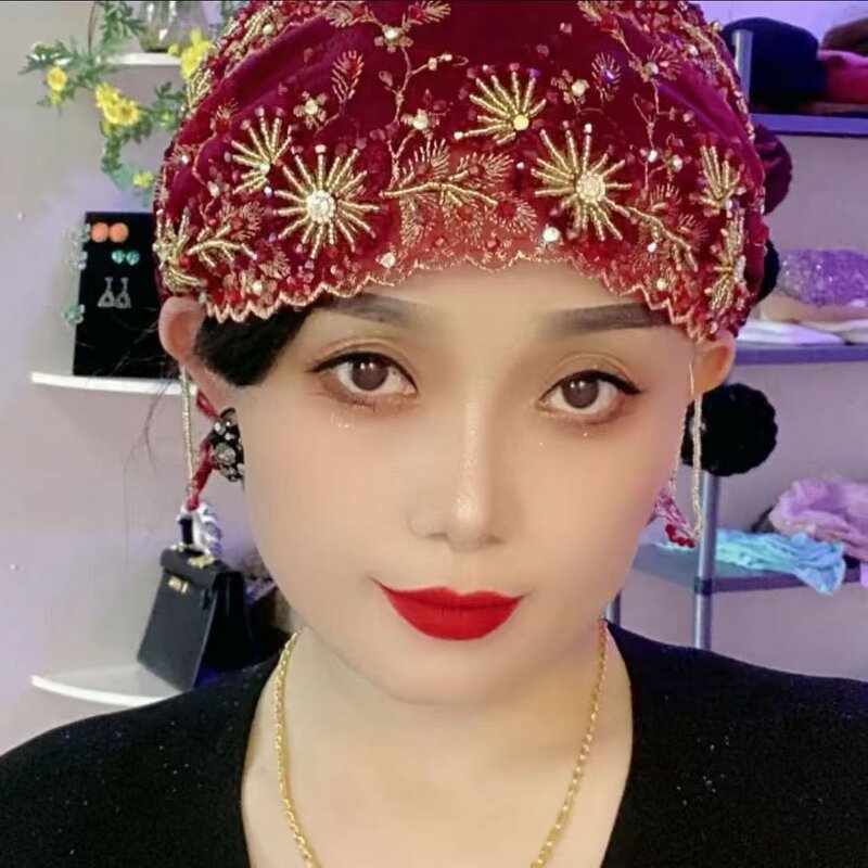 Muslim Hijab Cap Manufacturer - OEM/ODM Exquisite Hand-Embroidered Fish Tail Tassel Premium