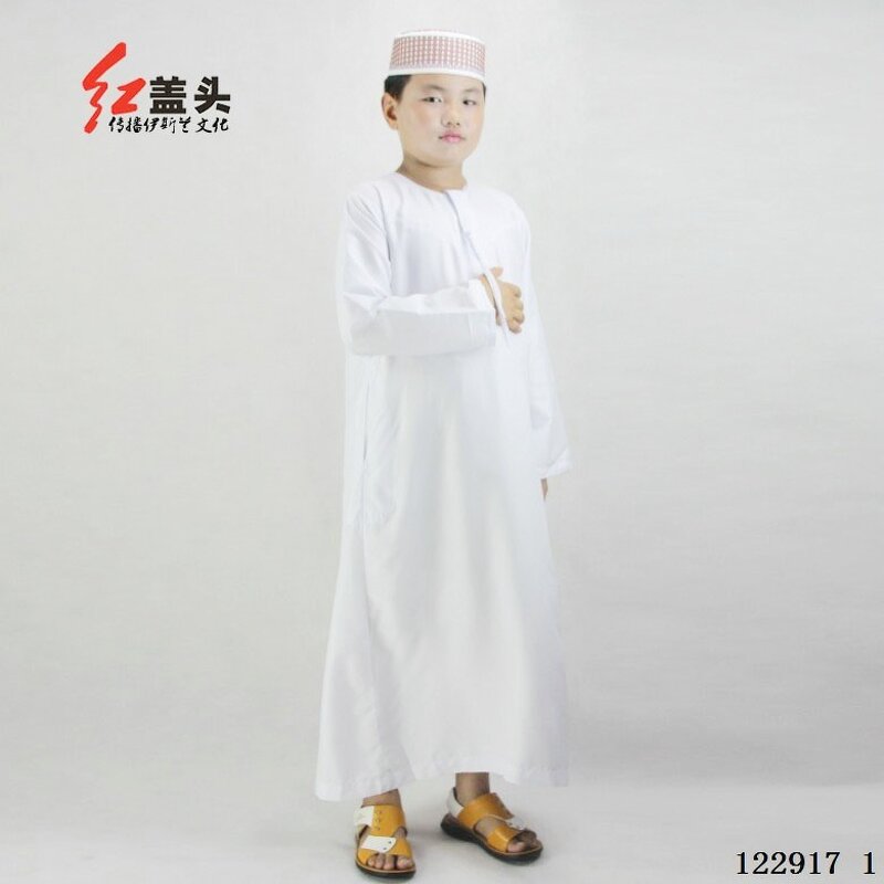 Muslim Boys' Robe Factory - OEM/ODM Dropshipping Spot Wholesale OEM 1-15 Years White Polyester
