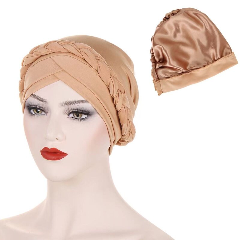 Hijab Cap Factory - OEM/ODM Women's Double Crossed Braid Satin Lined Under