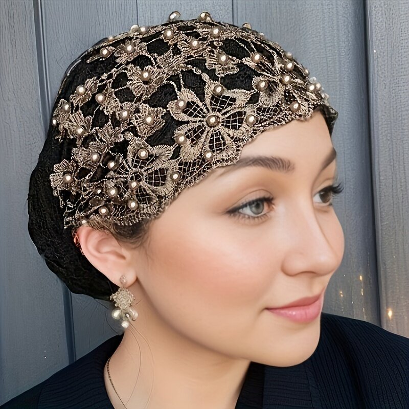 Muslim Hijab Cap Factory - OEM/ODM Women's Embroidered Beaded Polyester Stretchy