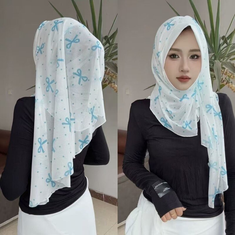 Hijab Scarf Factory - OEM/ODM New Design Chiffon Breathable Grid Print Head Cover