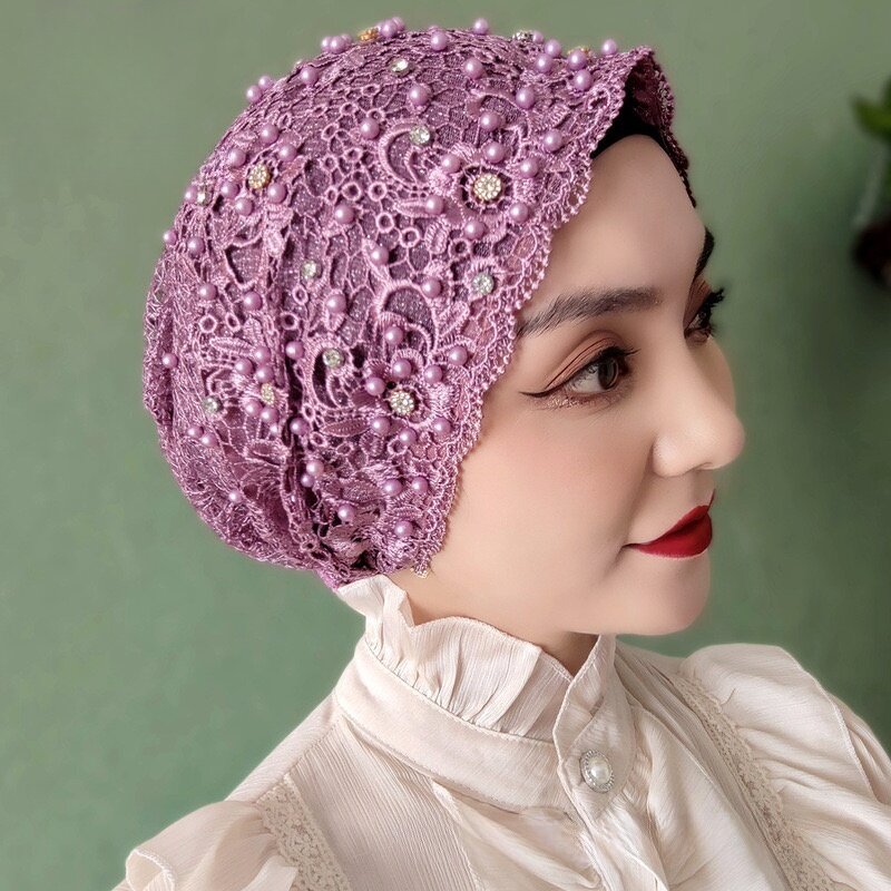 Hijab Cap Factory - OEM/ODM Luxury Hand-Embroidered Beaded Floral Heavy Craftsmanship