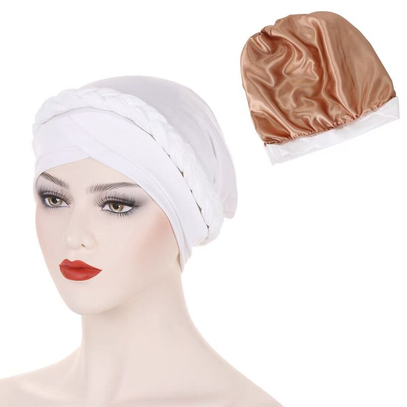 Hijab Cap Factory - OEM/ODM Women's Double Crossed Braid Satin Lined Under