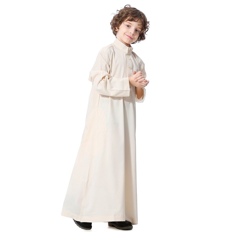 Boys Thobe Factory - OEM/ODM In Stock Teen Arabic Style Solid-Colored Robe