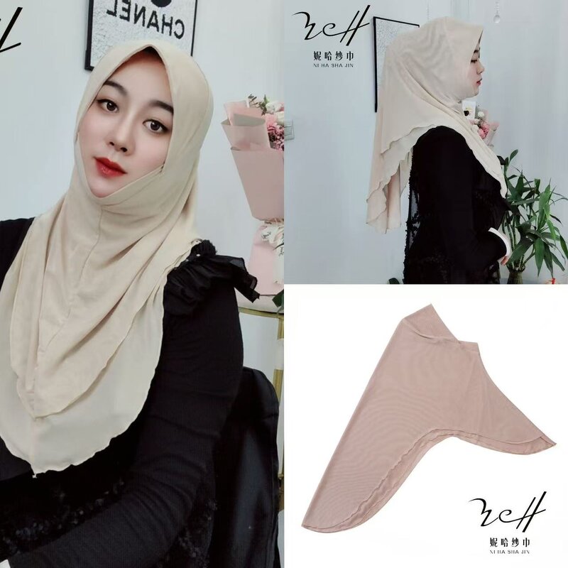 Muslim Hijab Scarf Factory - OEM/ODM New Design Malaysian Style Double Layer Peplum