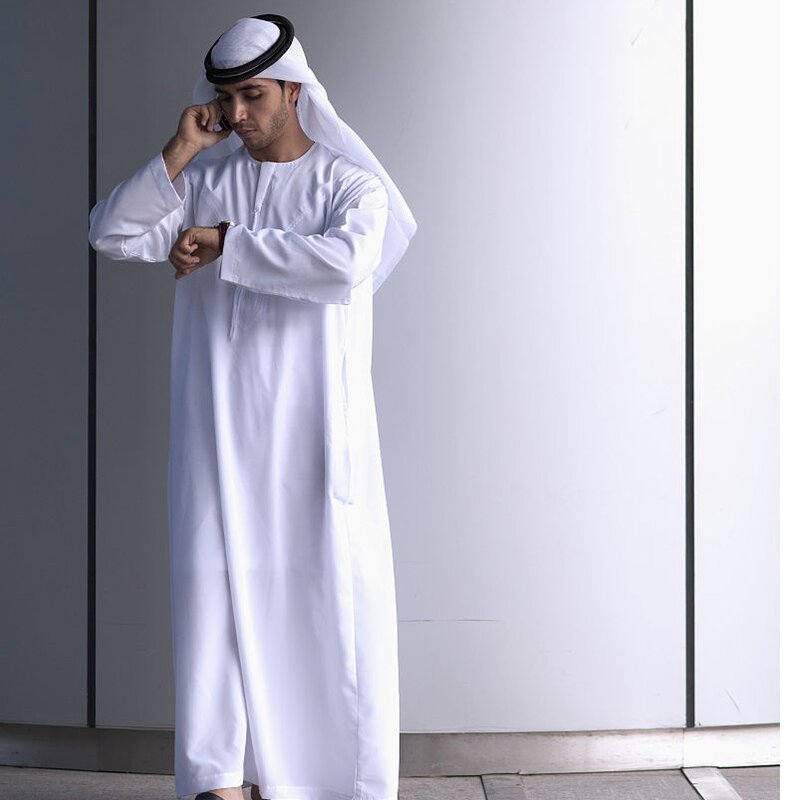 Muslim Thobe Factory - OEM/ODM Men Clothing Islamic Arab Solid Color Kaftan Jubbah