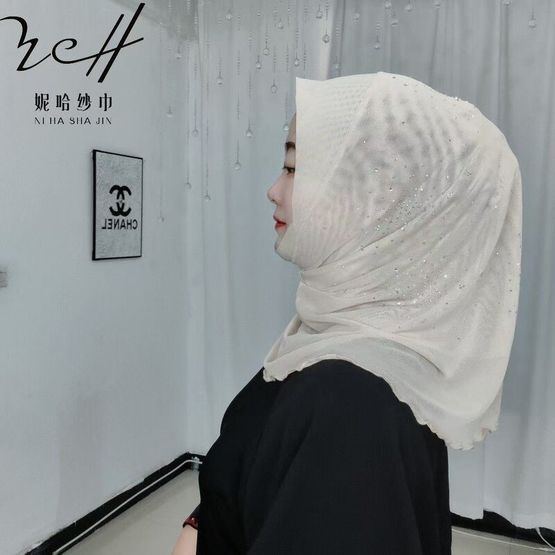 Hijab Cap Manufacturer - OEM/ODM for Women Double Layer Sparkle Rhinestone Soft Brim