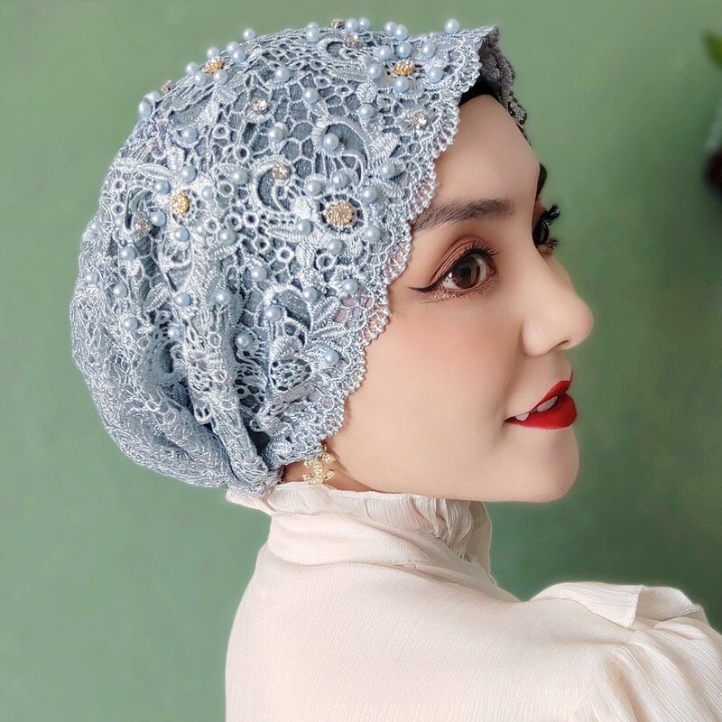 Hijab Cap Factory - OEM/ODM Luxury Hand-Embroidered Beaded Floral Heavy Craftsmanship