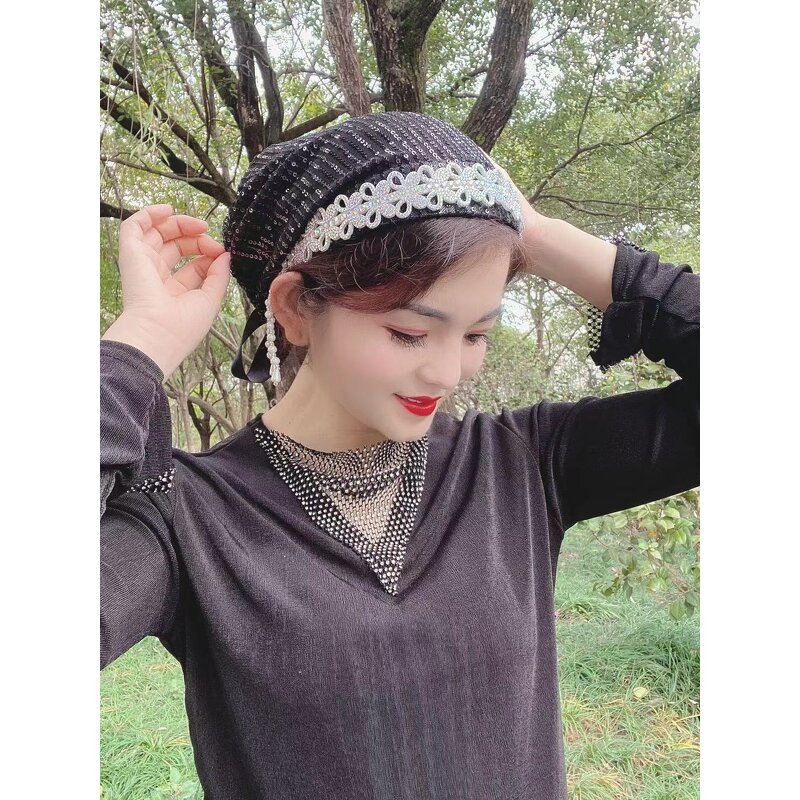 Sequined Fringe Hat Manufacturer - OEM/ODM 2022 New Design Style Muslim Autumn Winter Hairpin