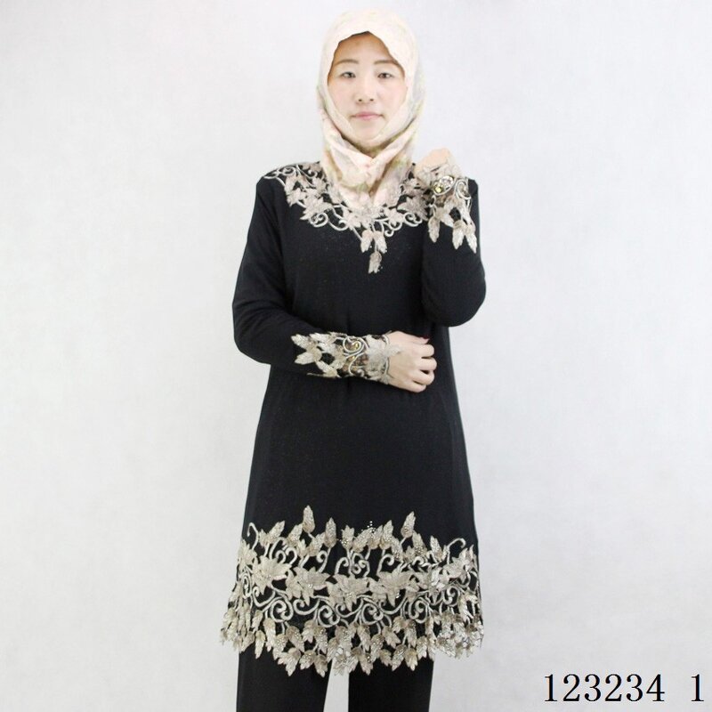 Muslim Women's Dress Factory - OEM/ODM 2022 New Long Sleeve Elastic Crystal Cotton Embroidered