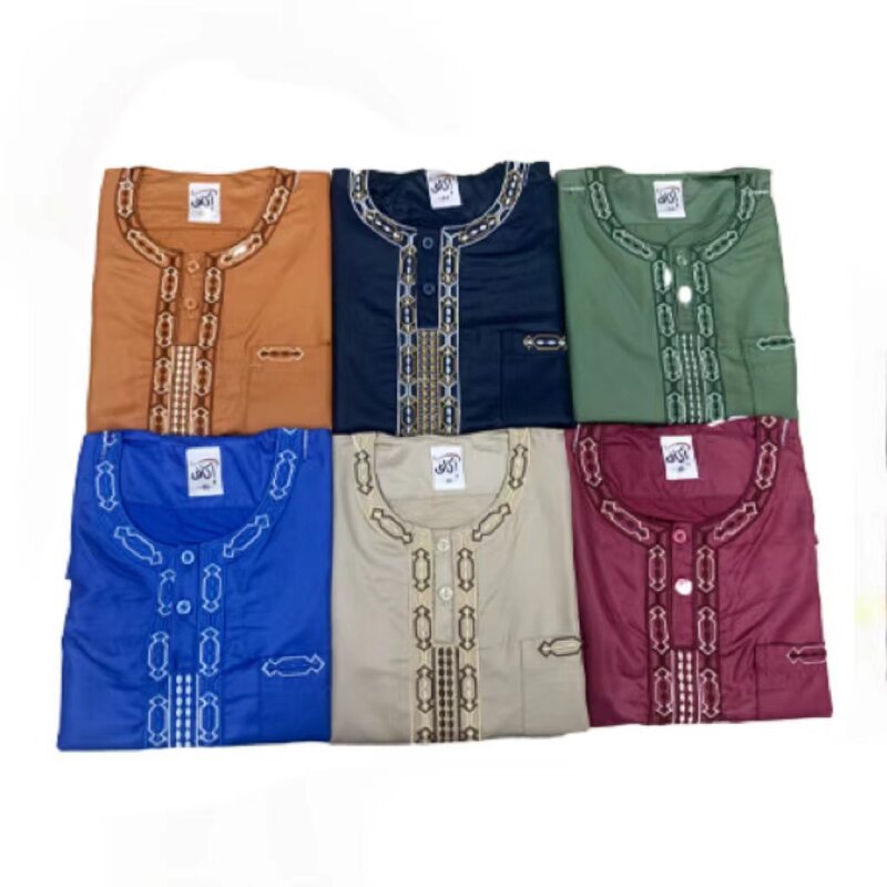 Boys' Prayer Robe Manufacturer - OEM/ODM 2023 Latest Design Thobe Neckline Color Contrast Embroidery