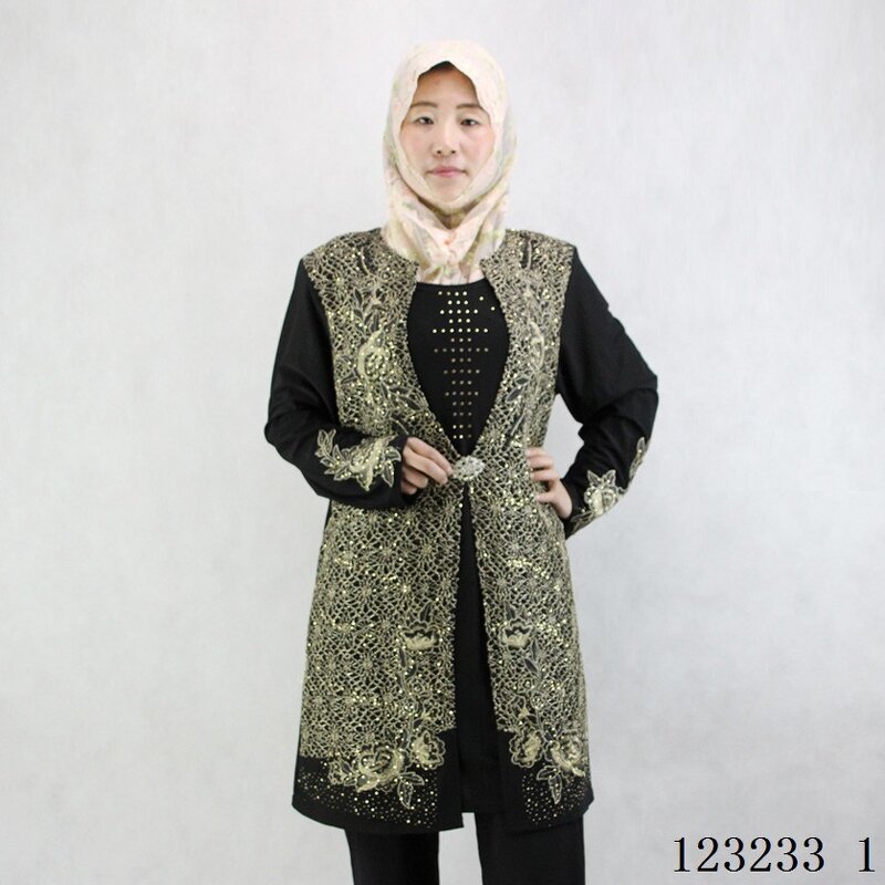 Muslim Women's Dress Factory - OEM/ODM 2022 New Long Sleeve Elastic Crystal Cotton Embroidered
