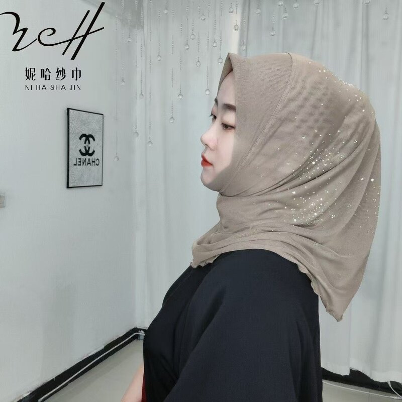 Hijab Cap Manufacturer - OEM/ODM for Women Double Layer Sparkle Rhinestone Soft Brim