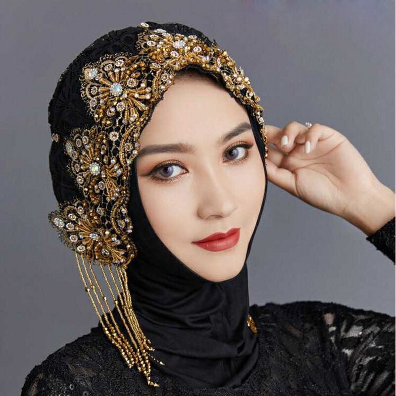Muslim Women's Hijab Factory - OEM/ODM Elegant Embroidered Heavy Duty Fringe Rhinestones Pearl