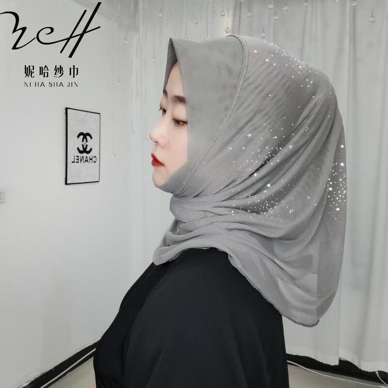 Hijab Cap Manufacturer - OEM/ODM for Women Double Layer Sparkle Rhinestone Soft Brim