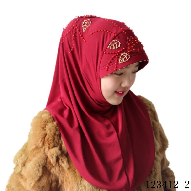 Muslim Head Cover Factory - OEM/ODM 2022 New Design Small Flower Hand Beaded Malaysian