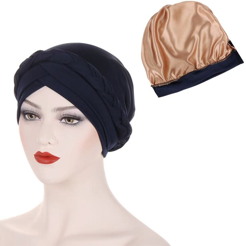Hijab Cap Factory - OEM/ODM Women's Double Crossed Braid Satin Lined Under