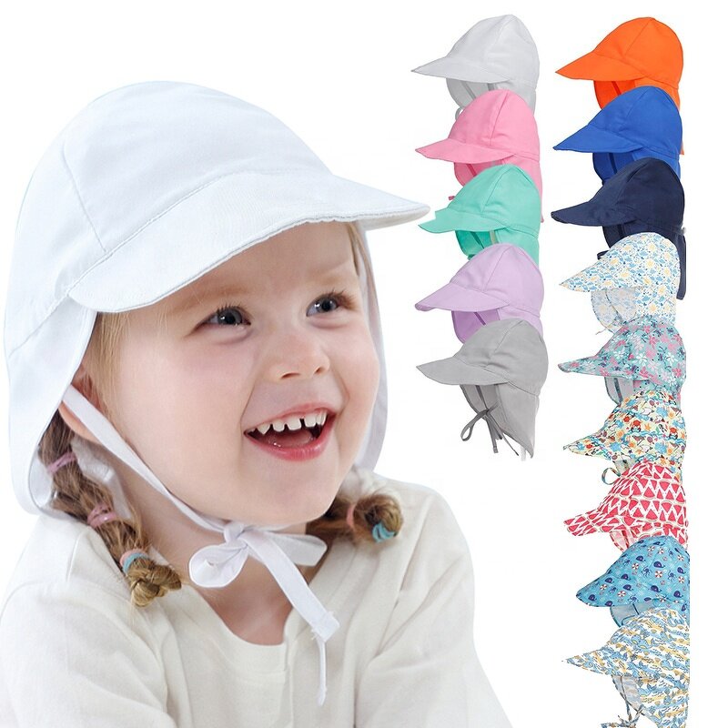 Kids Sun Protection Cap Factory - OEM/ODM Summer Neck Flap Adjustable Beach Wide Brim