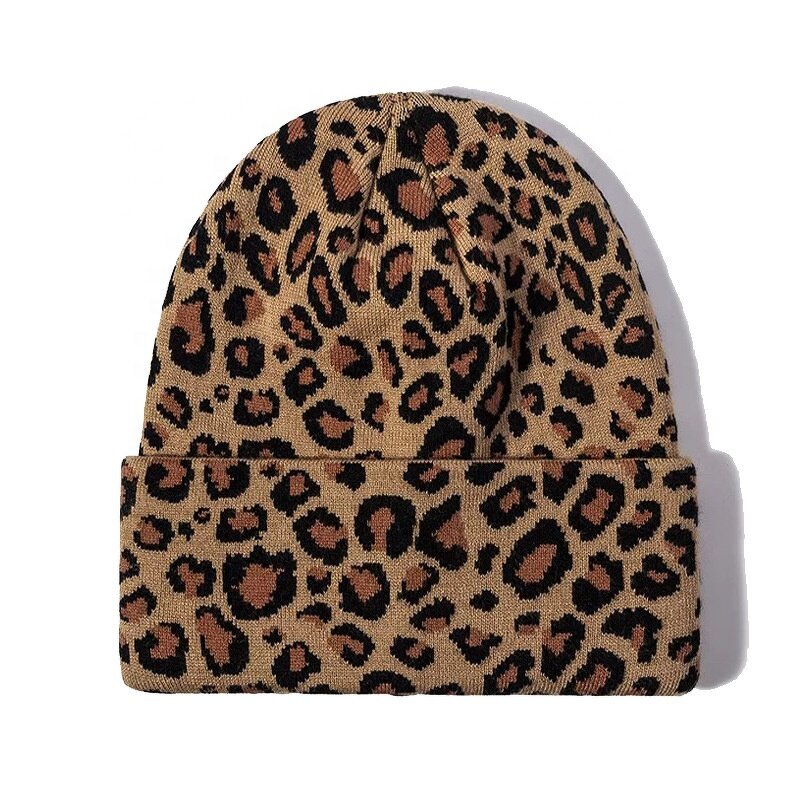 Leopard Print Beanie Manufacturer - OEM/ODM Wholesale Warm Winter Women's Soft Knitted Cuff