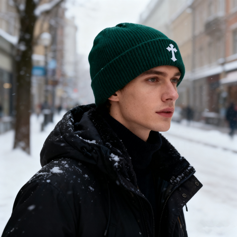 Unisex Daily Beanie Manufacturer - OEM/ODM Custom Men Women Cross Cuffed Winter Ribbed Ski