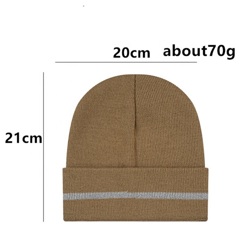 Reflective Beanies Factory - OEM/ODM Wholesale Custom Solid Acrylic Knitted with Reflective Strip