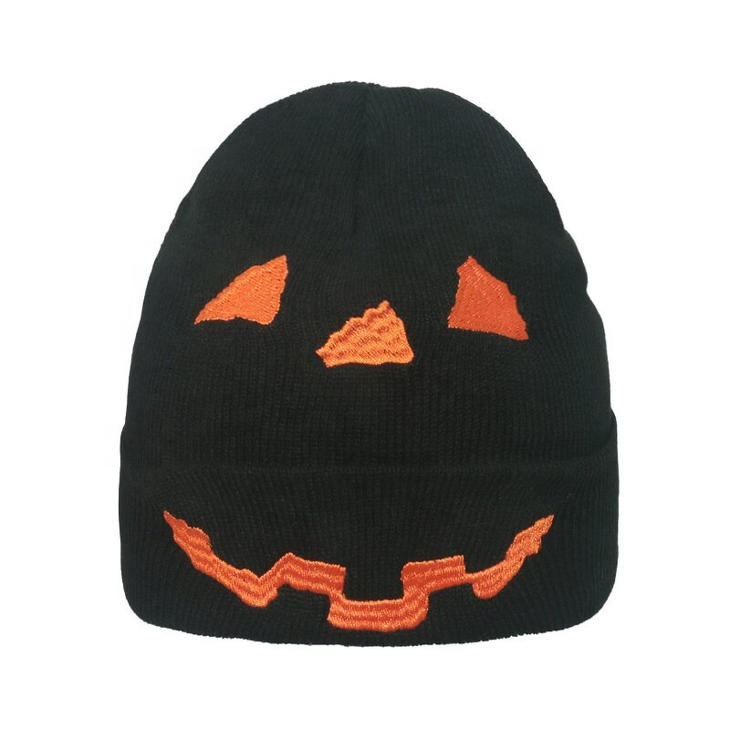 Halloween Winter Hat Manufacturer - OEM/ODM Acrylic Embroidered Chunky Skull Pumpkin Ghost