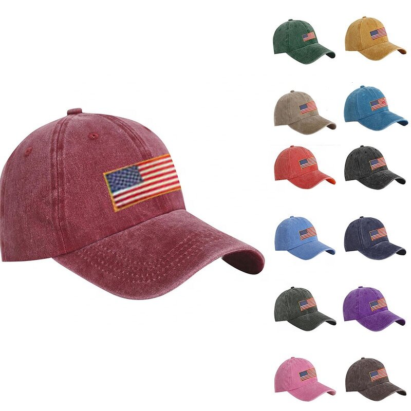 USA Flag Baseball Cap Factory - OEM/ODM Fashion America Sport Hats 6 Panel Custom Printing