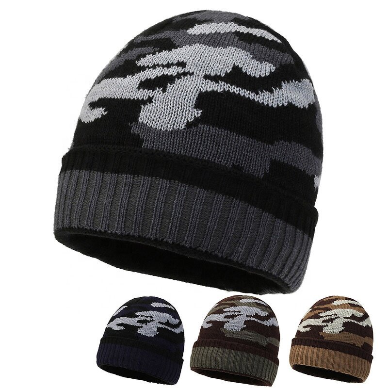 Camouflage Beanie Manufacturer - OEM/ODM Custom Winter Designer Soft Thickened Fleece Lined
