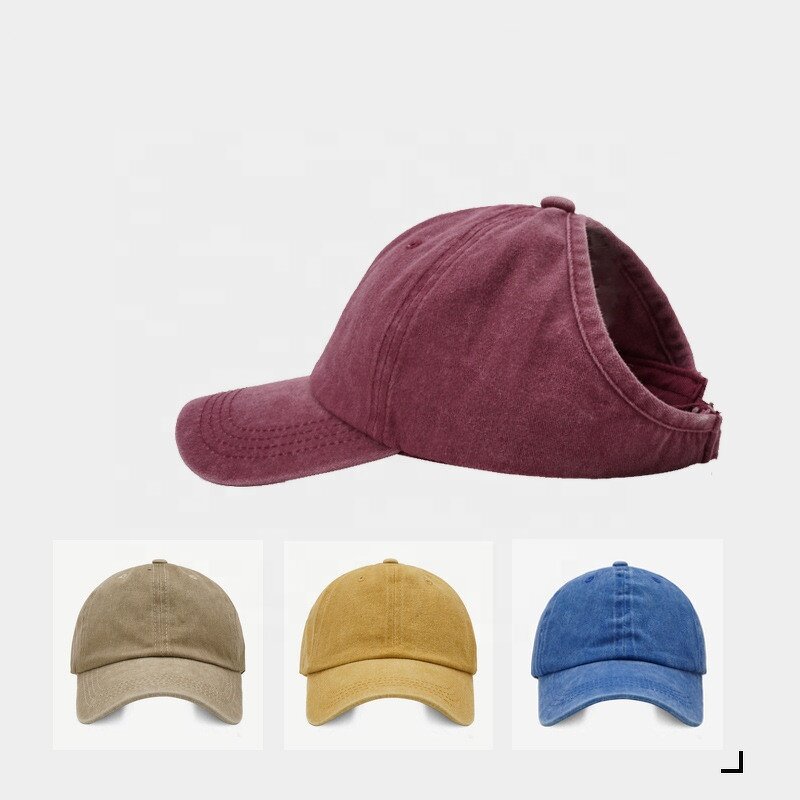 Ponytail Baseball Cap Manufacturer - OEM/ODM Wholesale Embroidery Acid Washed Vintage Distressed