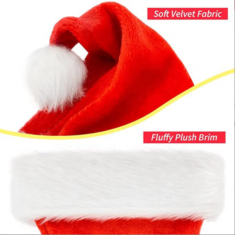 Santa Claus Hat Manufacturer - OEM/ODM High Quality Soft Plush Thick Red & White for Xmas