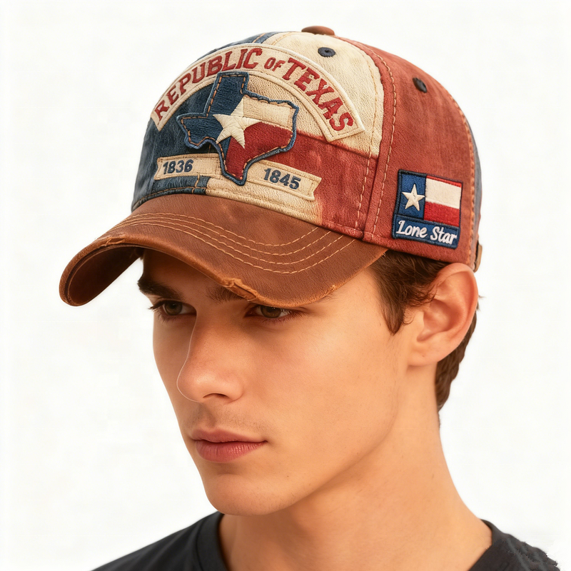 Republic of Texas Cap Manufacturer - OEM/ODM High Quality 100% Cotton Embroidery Curved Brim Vintage