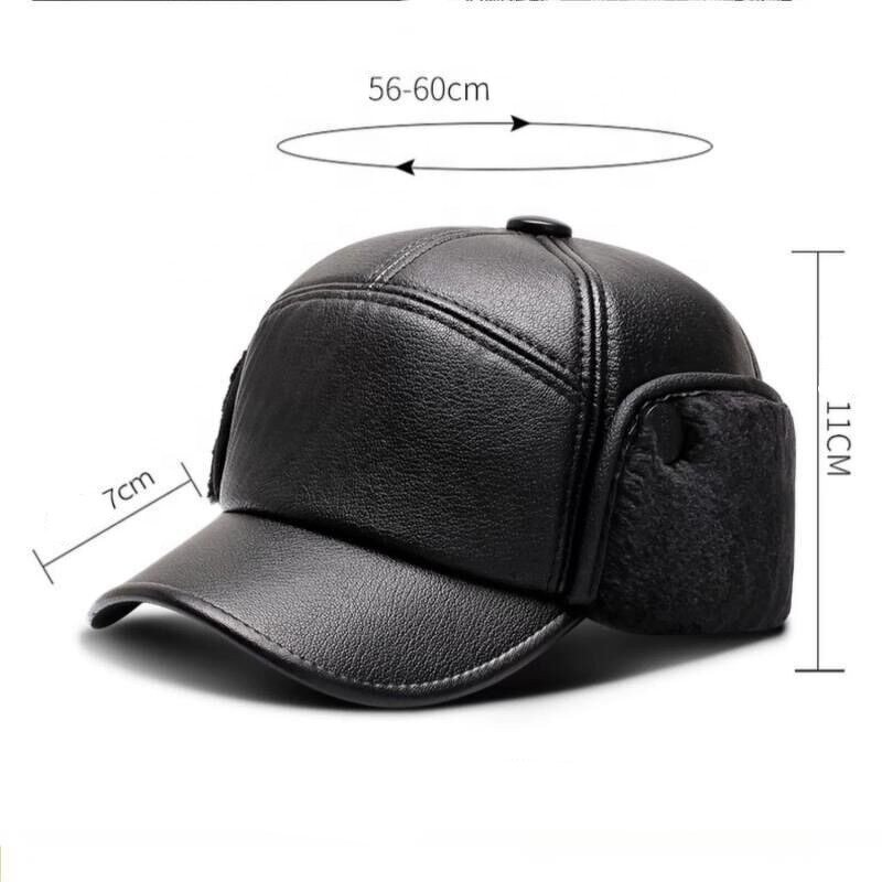 Earmuffs Hats Manufacturer - OEM/ODM Wholesale Middle Aged Men Leather Warm PU Windproof Baseball