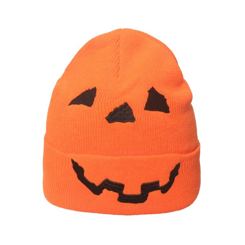 Halloween Winter Hat Manufacturer - OEM/ODM Acrylic Embroidered Chunky Skull Pumpkin Ghost