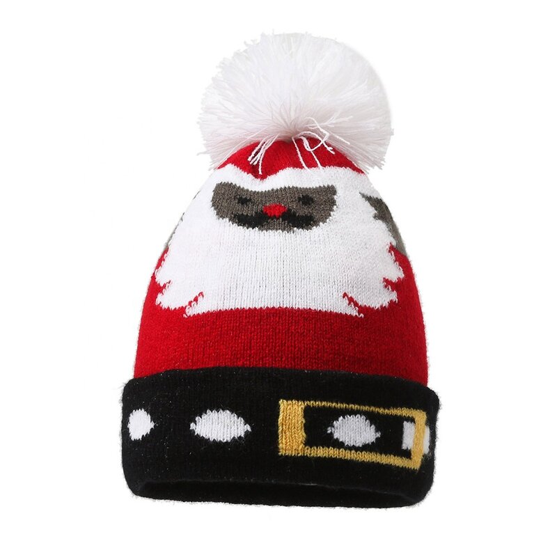 Christmas Knit Beanie Factory - OEM/ODM Custom Children Jacquard Winter Knitted with Pompom