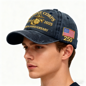 Marine Corps Cap Factory - OEM/ODM 250th Anniversary Custom Print 6-Panel Vintage 100% Cotton