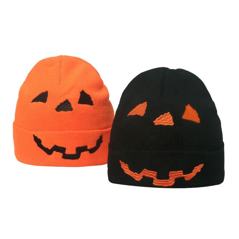 Halloween Winter Hat Manufacturer - OEM/ODM Acrylic Embroidered Chunky Skull Pumpkin Ghost