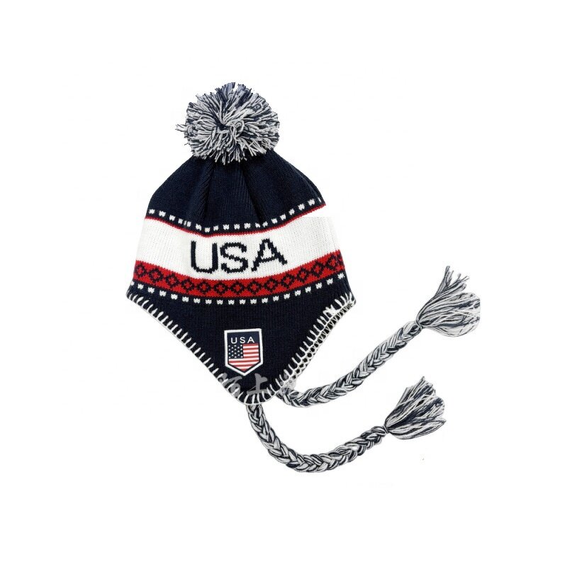 Earmuffs Hat Factory - OEM/ODM Custom Jacquard Logo USA Acrylic Women Winter Knitted