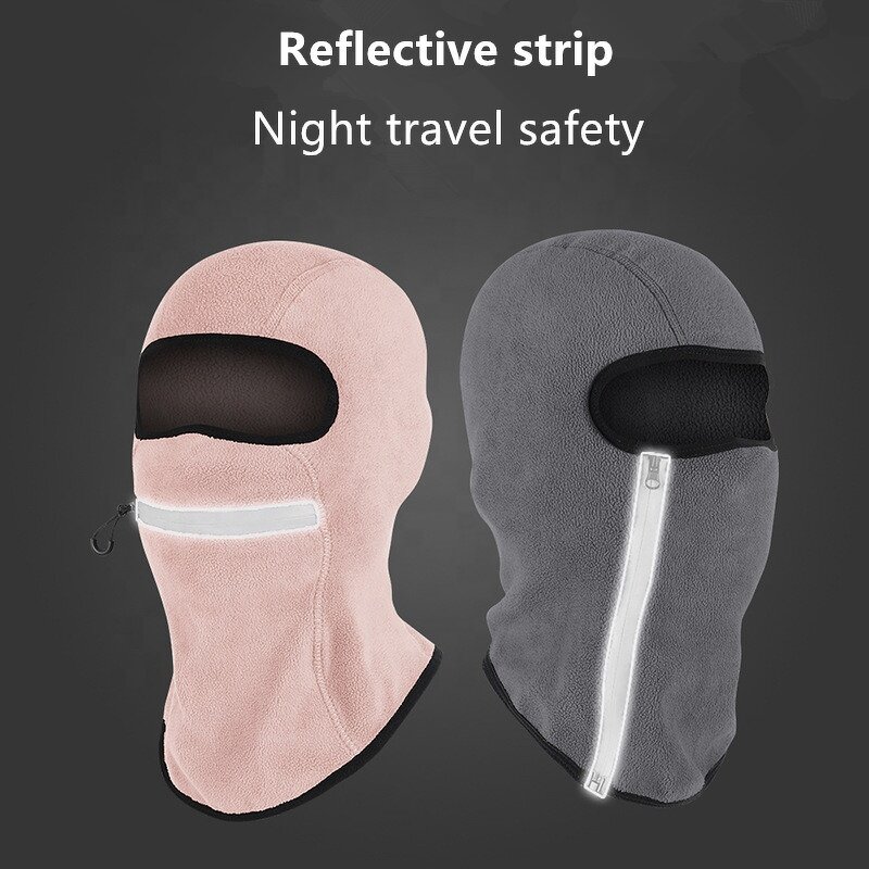 Ski Mask Manufacturer - OEM/ODM Warm Tactical Reflective Zipper Fleece Full Face Balaclava