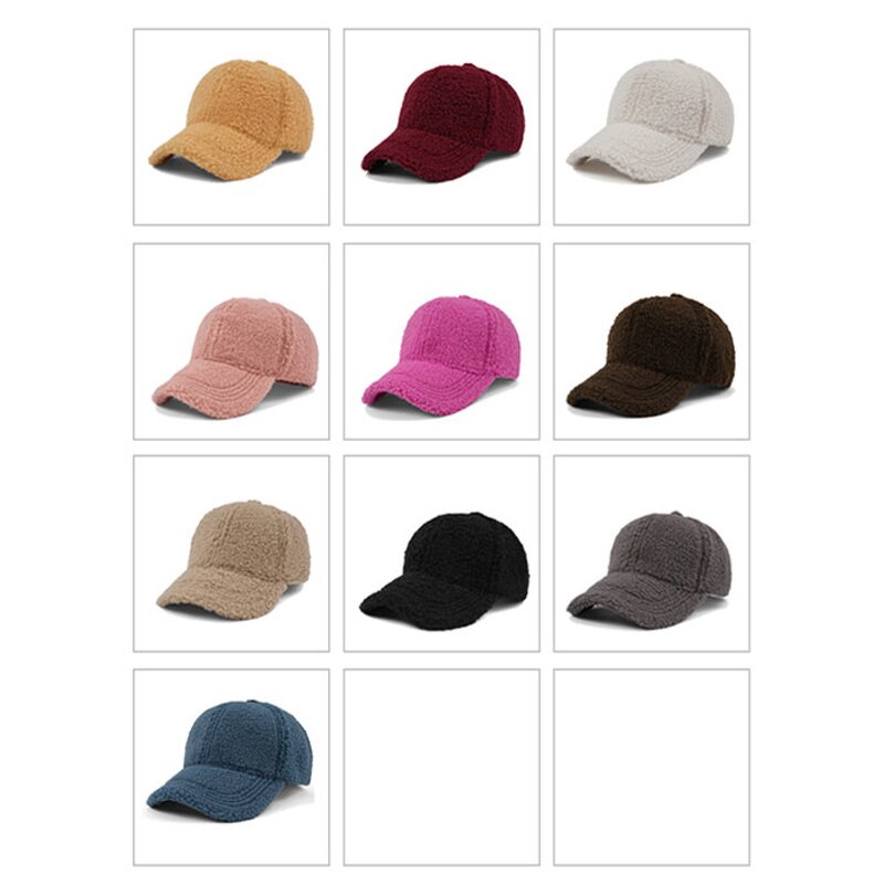 Winter Baseball Cap Factory - OEM/ODM Faux Lamb Wool Plush Thickened 6 Panel Unstructured