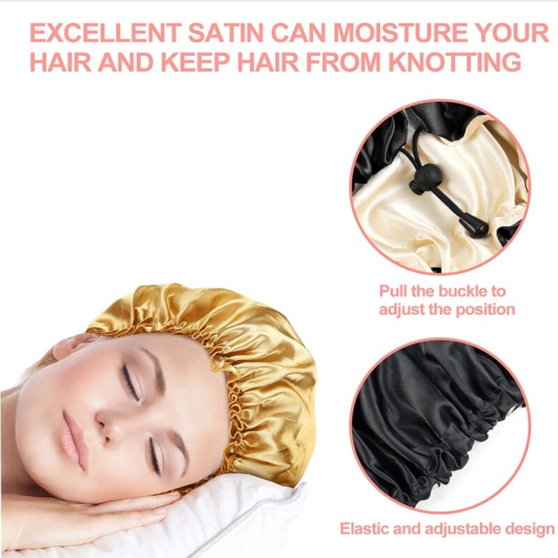 Silk Satin Bonnet Factory - OEM/ODM Custom Adjustable Reversible Women Sleeping Cap