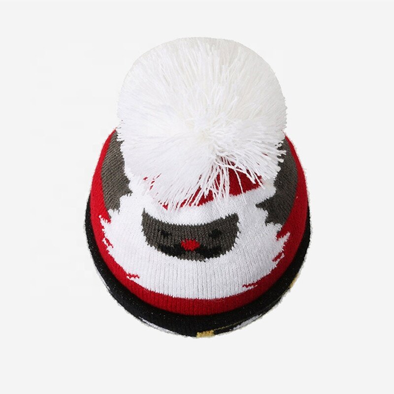 Christmas Knit Beanie Factory - OEM/ODM Custom Children Jacquard Winter Knitted with Pompom