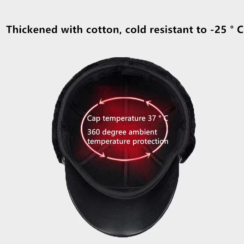 Earmuffs Hats Manufacturer - OEM/ODM Wholesale Middle Aged Men Leather Warm PU Windproof Baseball