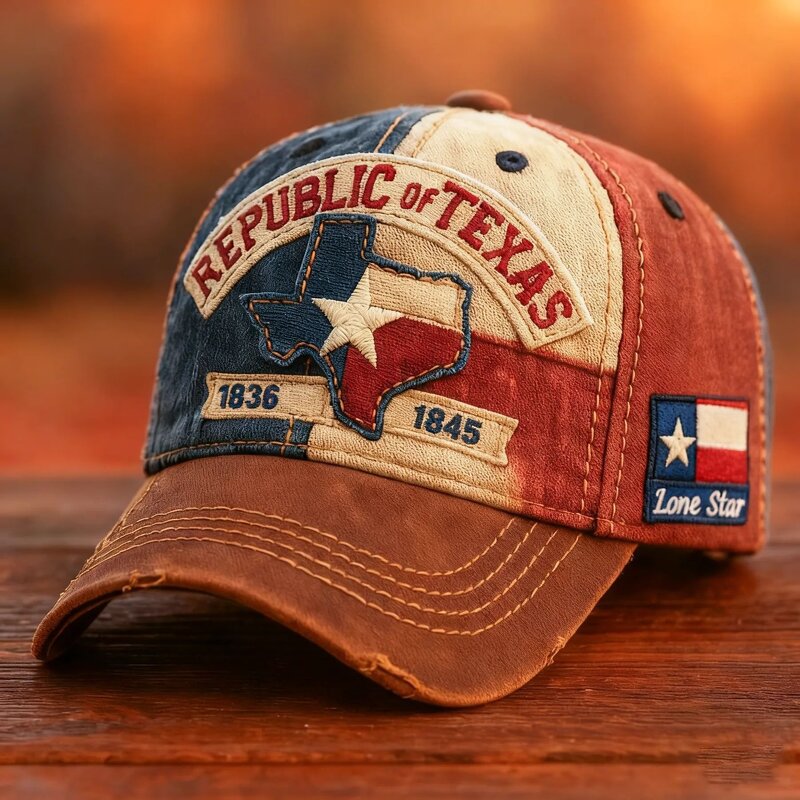 Republic of Texas Cap Manufacturer - OEM/ODM High Quality 100% Cotton Embroidery Curved Brim Vintage
