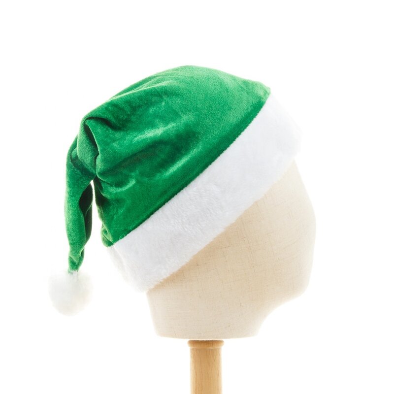 Santa Claus Hat Manufacturer - OEM/ODM High Quality Soft Plush Thick Green & White for Xmas