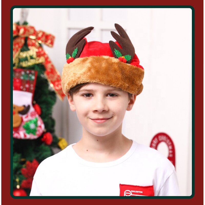 Christmas Hat Factory - OEM/ODM 2022 New Xmas Santa Claus Reindeer Snowman Deer with Pom