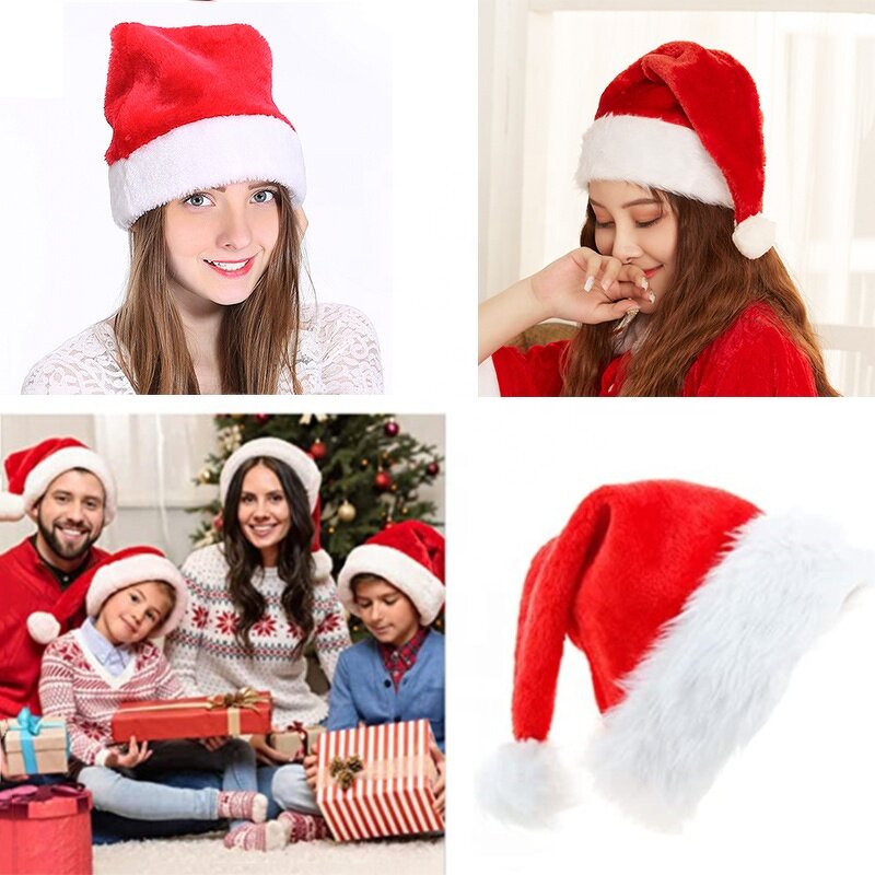 Santa Claus Hat Manufacturer - OEM/ODM High Quality Soft Plush Thick Red & White for Xmas