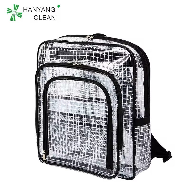 Clear PVC Backpack Factory - OEM/ODM White Anti-Static Dustproof Cleanroom Grid Shoulder