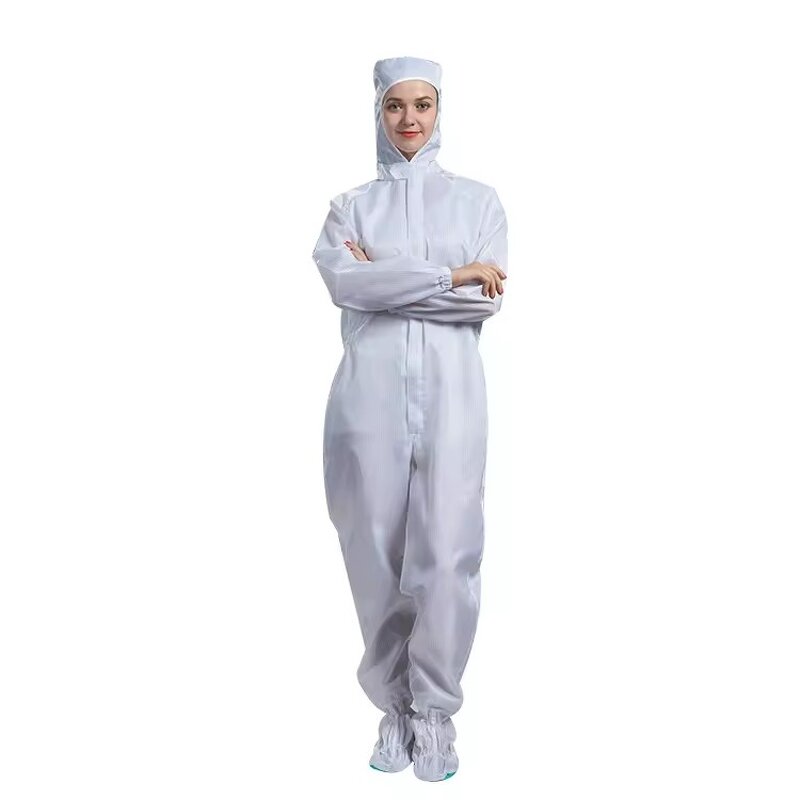 Food Factory Anti Static Suit Factory - OEM/ODM Stripe Grid Working Suit Esd Cleanroom Hooded